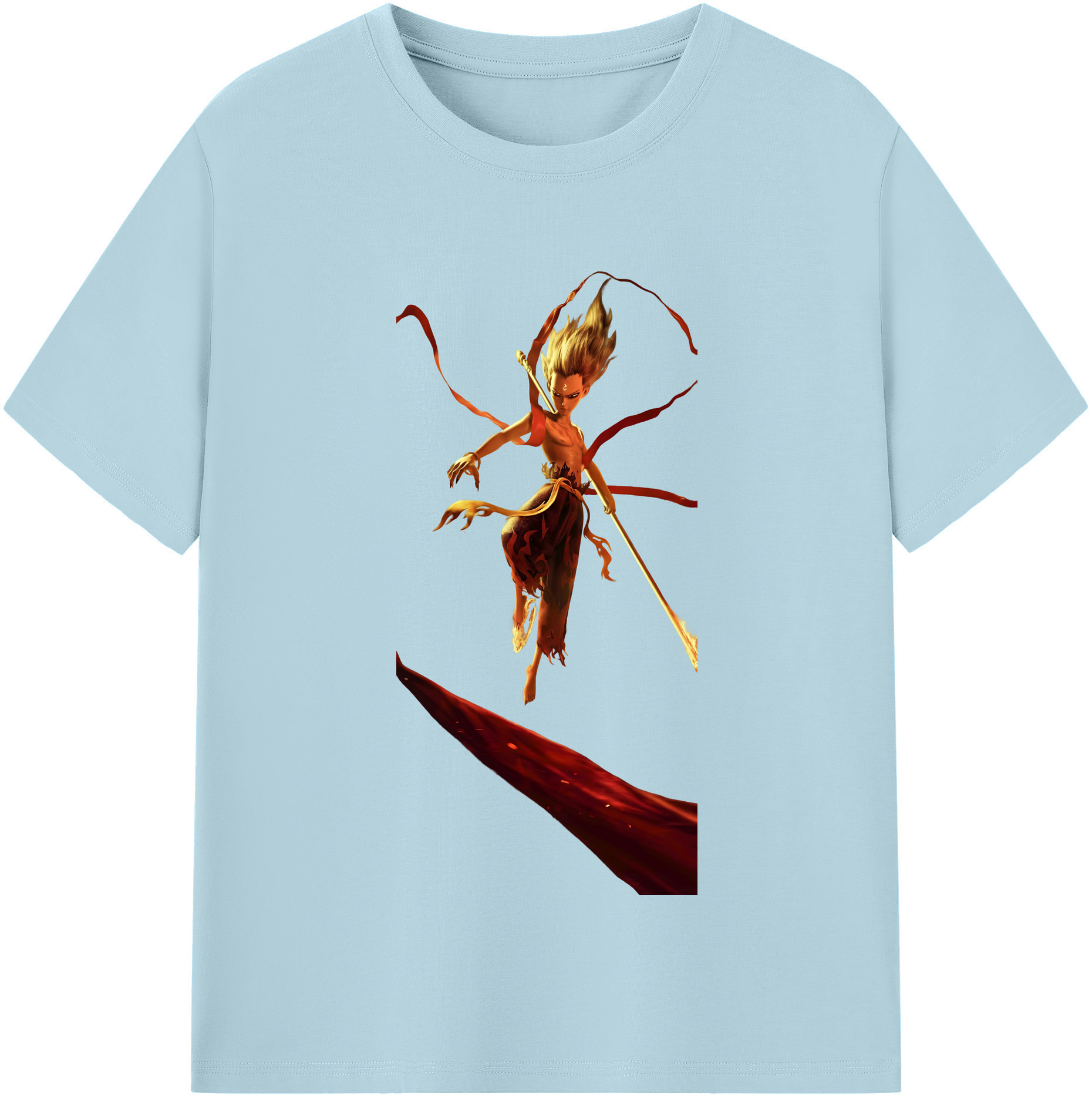 （画像用） Ne Zha 2 ナタ 魔童の大暴れ 綿100％半袖Tシャツ（フロントプリント）